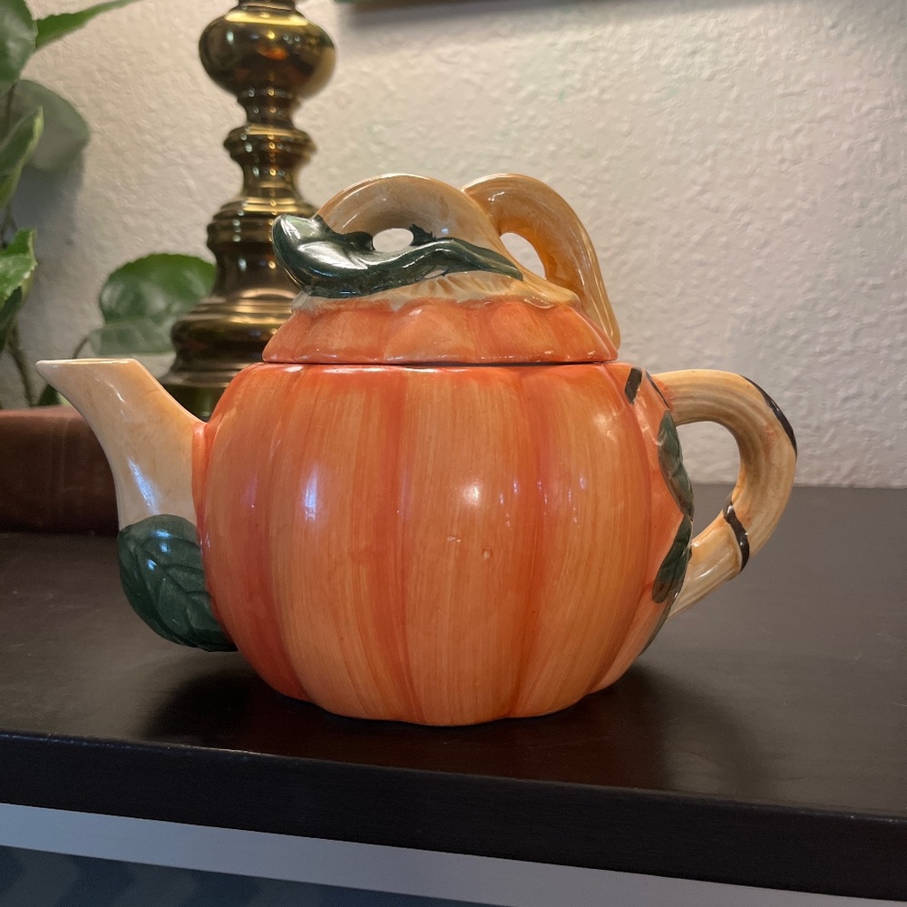 Vintage Ceramic Pumpkin Teapot
